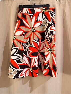 Cato Red, White & Brown Graphic Print Skirt